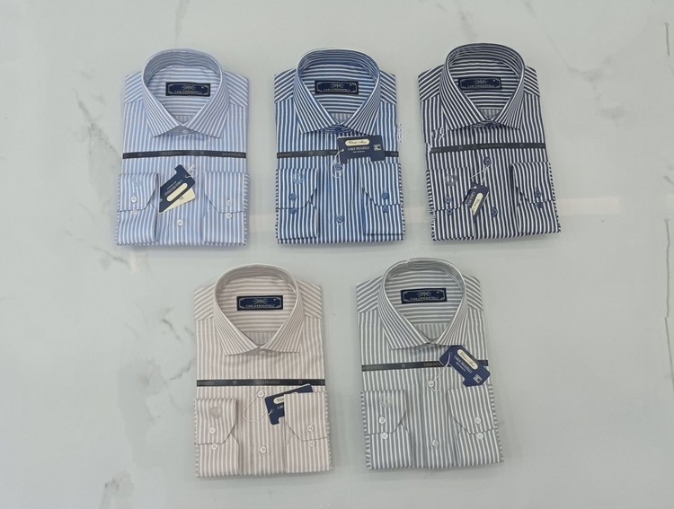 پیراهن مردانه راه راه دوخت صنعتی مدل کلاسیک