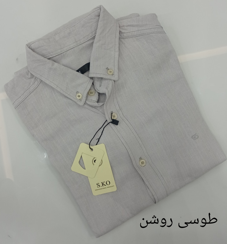 پیراهن مردانه اسپرت آستین بلند پارچه لنین