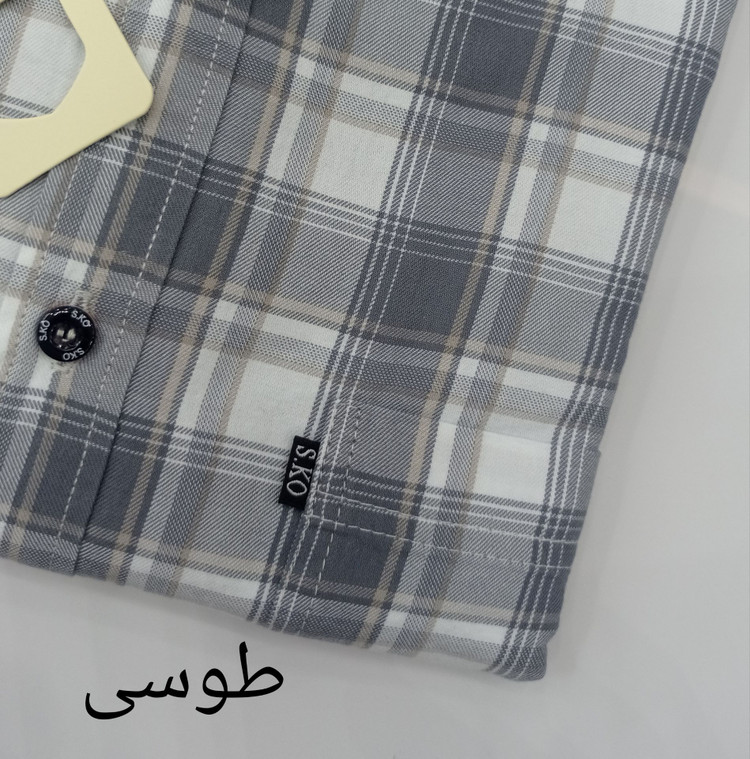 پیراهن مردانه اسپرت آستین بلند پارچه ایندیگو پنبه ای