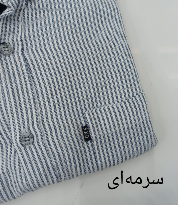 پیراهن مردانه اسپرت آستین بلند پارچه ایندیگو نخ ۴۰
